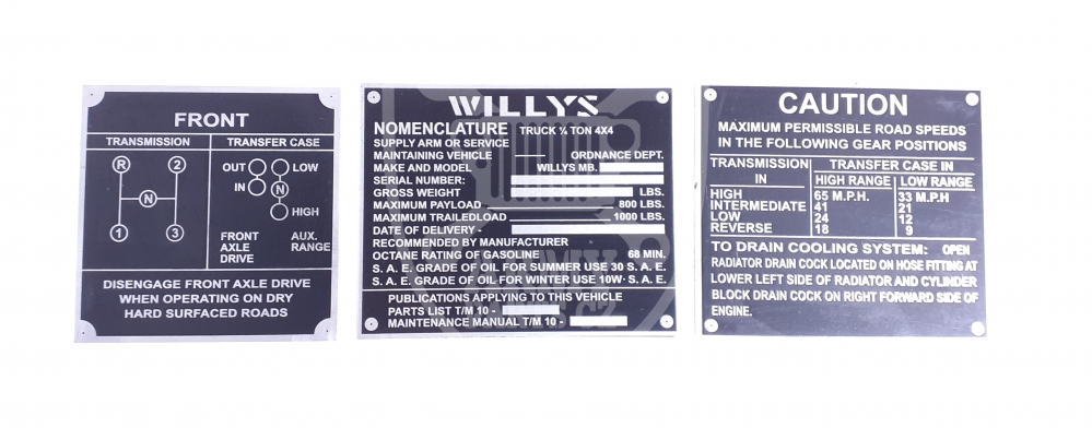 Sada štítků - Willys standard (zinek)